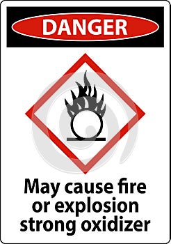 Danger May Cause Fire Or Explosion Sign On White Background