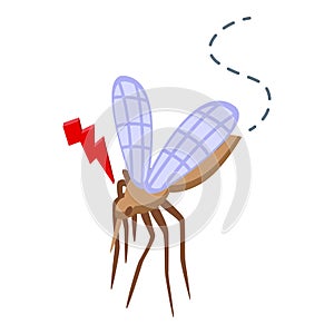 Danger mosquito icon isometric vector. Electric person