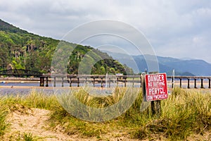 Danger no bathing sign