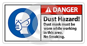 Danger No Smoking Sign Dust Hazard Dust Mask Must Be Worn While Working In This Area