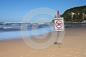 Danger no swimming sign