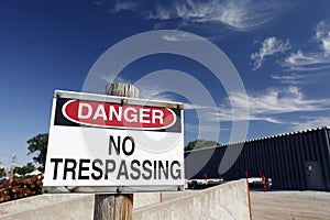 Danger No Trespassing Sign photo