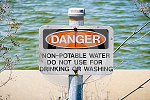 Danger Non-potable water sign photo