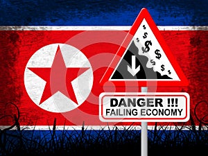 Danger North Korean Falling Economy 3d Illustration