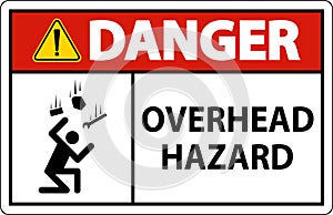 Danger Overhead Hazard Sign On White Background