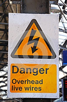 Danger Overhead Live Wires Sign.
