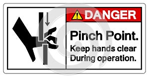 Danger Pinch Point Keep Hands Clear During Operation Symbol Sign, Vector Illustration, Isolate On White Background Label .EPS10