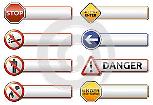 Danger, prohibition sign banner collection