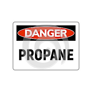 Danger propane gas symbol label. Flammable hazard sign gas