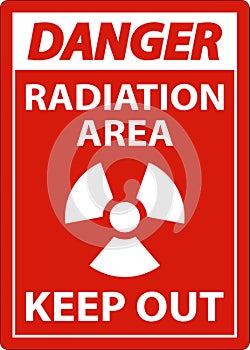 Danger Radiation Area Keep Out Sign On White Background