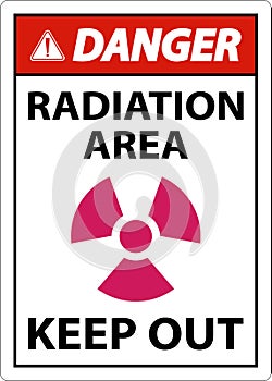 Danger Radiation Area Keep Out Sign On White Background