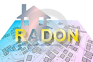 The danger of radon gas in our homes - concept with presence of radon gas under the soil of our cities and buildings