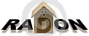 The danger of radon gas in our homes - concept with residential building and radon text