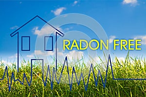 The danger of radon gas in our homes - Radon free concept image with check-up graph about radon air testing