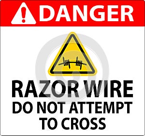 Danger Razor Wire Sign Razor Wire Do not Attempt to Cross