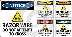 Danger Razor Wire Sign Razor Wire Do not Attempt to Cross