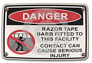 Danger Razor Wire signage