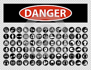 Danger Required Personal Protective Equipment (PPE) Symbol,Safety Icon