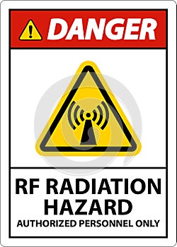 Danger RF Radiation Hazard Authorized Only Sign On White Background