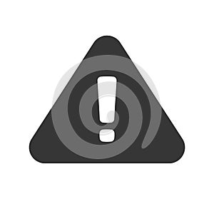 Danger risk caution road sign or alert attention triangle icon with exclamation mark blank and white vector flat cartoon