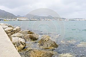 Danger, rocks by the Mediterranean Sea on the island of Mallorca in Spain