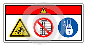 Danger Rotating Paddles Will Crush Entangle Or Amputate Do Not Remove Guard Symbol Sign, Vector Illustration, Isolate On White