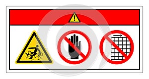 Danger Rotating Paddles Will Crush Entangle Or Amputate Do Not Touch and Do Not Remove Guard Symbol Sign, Vector Illustration, photo