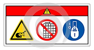 Danger Rotating Wheels Do Not Remove Guard Symbol Sign, Vector Illustration, Isolate On White Background Label .EPS10