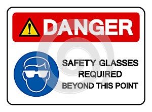 Danger Safety Glasses Required Beyond This Point Symbol Sign, Vector Illustration, Isolated On White Background Label. EPS10