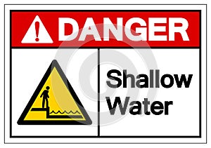 Danger Shallow Water Symbol Sign, Vector Illustration, Isolated On White Background Label .EPS10