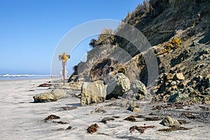 Danger sign on the beach