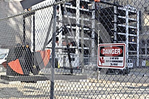 Danger sign on construction site