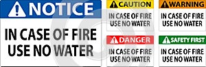 Danger Sign: Danger - In Case Of Fire Use No Water