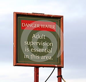 Danger sign for deep water.