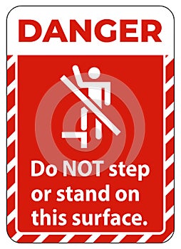 Danger sign do not step or stand on this surface