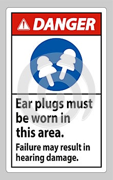 Danger sign Ear Plugs Must Be Worn In This Area, Failure May Result In Hearing Damage