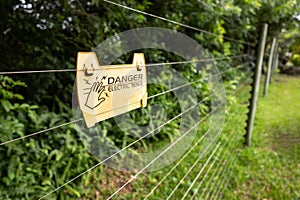 danger sign on electric fence