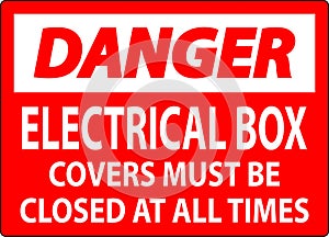 Danger Sign Electrical Box Covers Must Be Closed At All Times