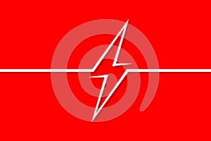 Danger sign electricity on a red background in the style of line art