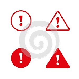 Danger sign flat design. Caution error icon. Set of filled and outline icons for web and prints photo