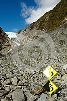 Danger sign, Fox Glacier