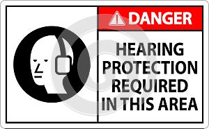 Danger Sign Hearing Protection Required In This Area