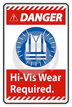 Danger Sign Hi-Vis Wear Required on white background
