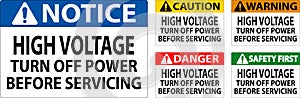 Danger Sign High Voltage Turn Off Power Before Servicing