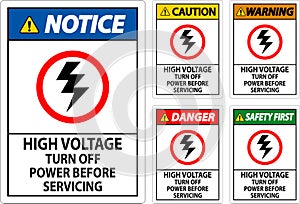 Danger Sign High Voltage - Turn Off Power Before Servicing