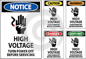 Danger Sign High Voltage - Turn Power Off Before Servicing