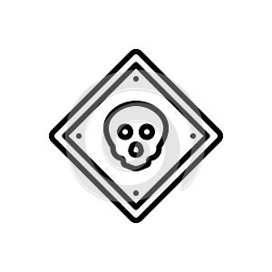 Black line icon for Danger Sign, danger and peril