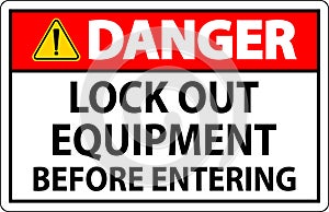 Danger Sign, Lock Out Equipment Before Entering