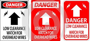 Danger Sign Low Clearance, Watch For Overhead Wires