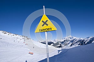 Danger sign in mountain